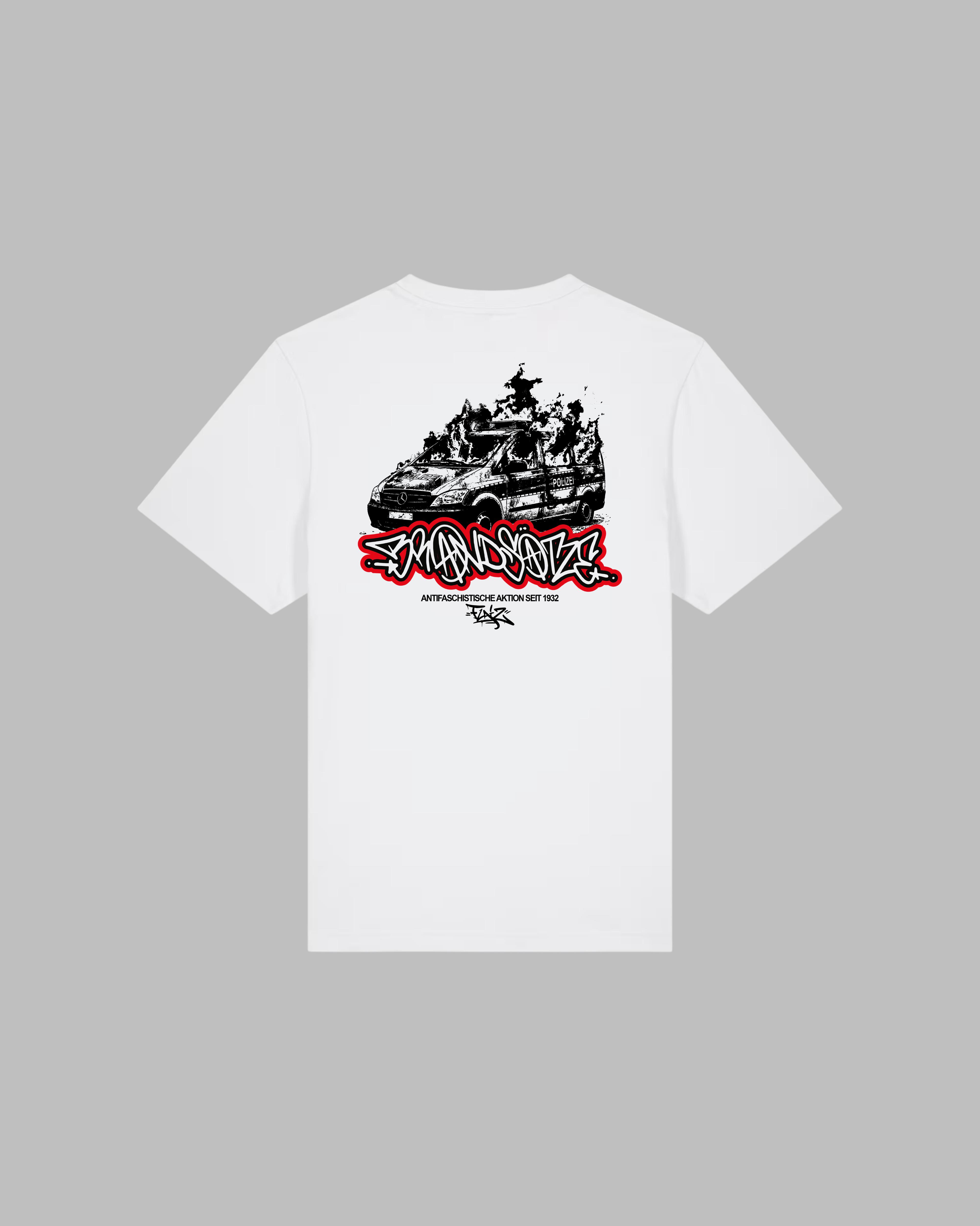 Burning Car T-Shirt - white