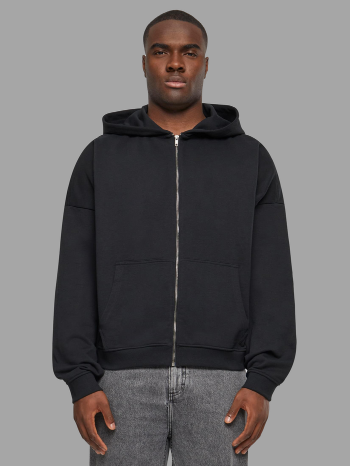 Build Your Brand 90s Zip Hoody in Black - Vorderansicht